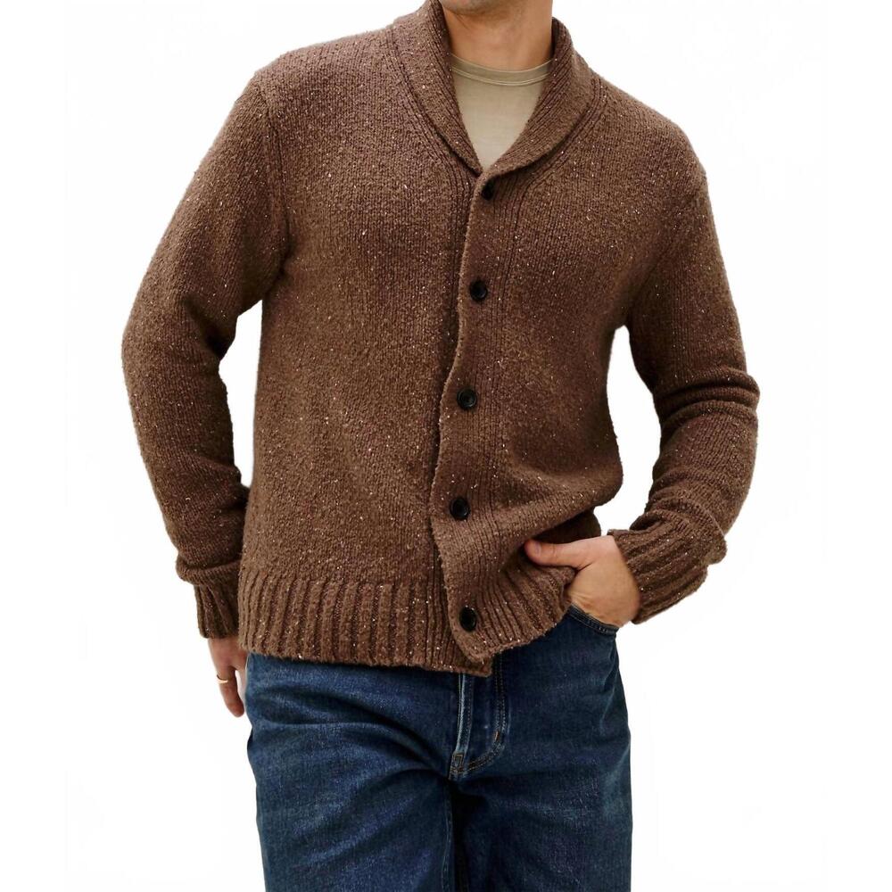 NEW RAILS corden knitted cardigan in chestnut speckle
